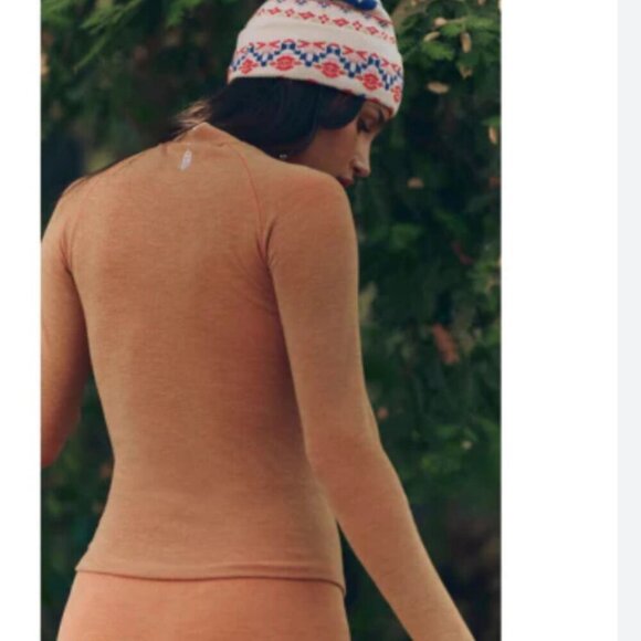 #206 NWT Free People Cool Down Wool Base Layer in Camel Heather - Picture 3 of 4